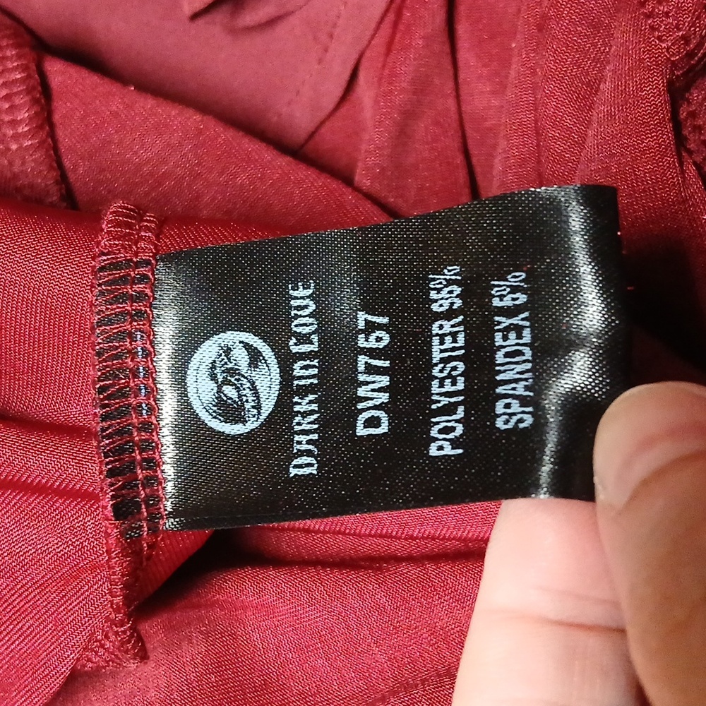 Dark In Love Blood Rose Red Velvet & Lace Gothic Maxi Dress w/ Chain Accent XL - Picture 14 of 16